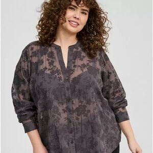 Torrid floral Burnout Button Down Blouse